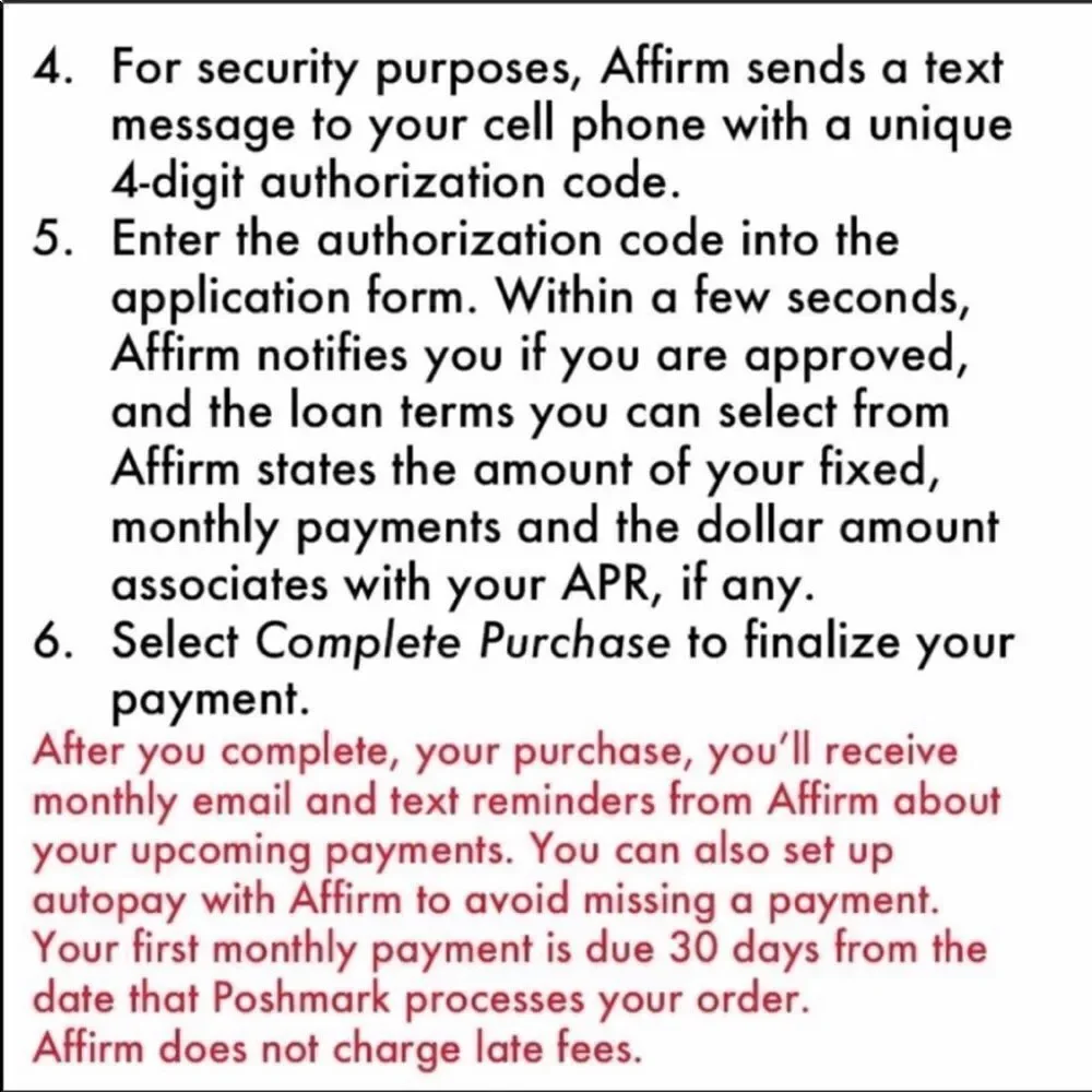 Affirm info for purchases over $200